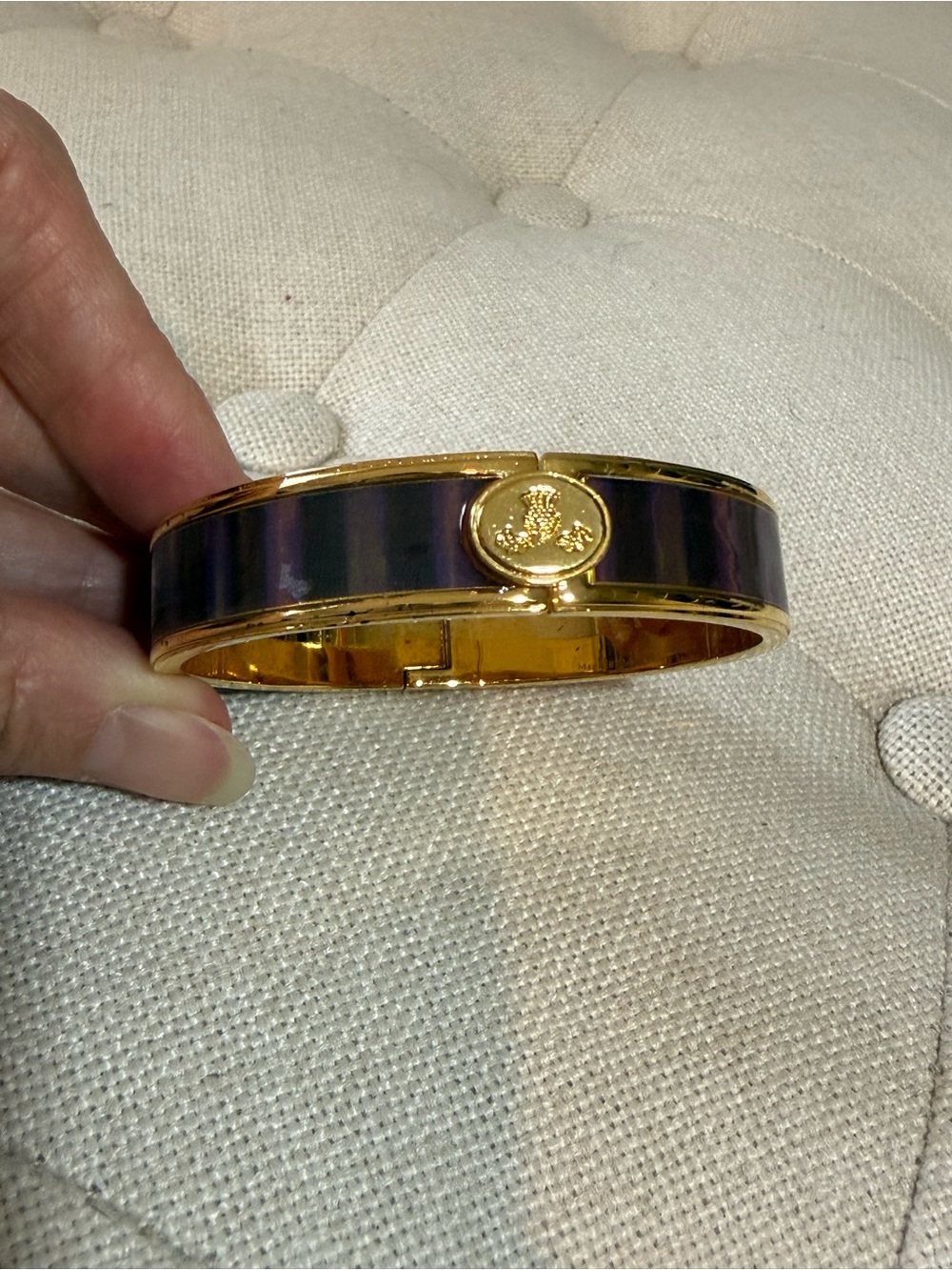 MacKenzie-Childs Gold-Tone Bracelet with Purple Enamel Inlay